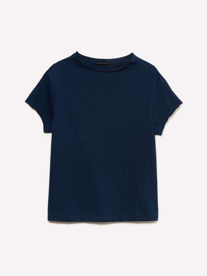 Dark blue t-shirt with halter neck - women's short sleeve t-shirts - Dark Blue | Sisley image number 5